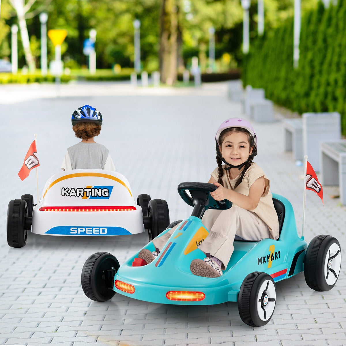12V Electric Go Kart for Kids Race Toy with Remote Control and Music