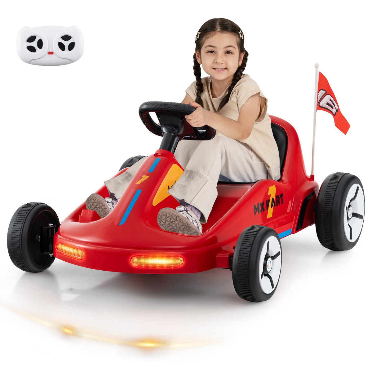 12V Electric Go Kart for Kids Race Toy with Remote Control and Music