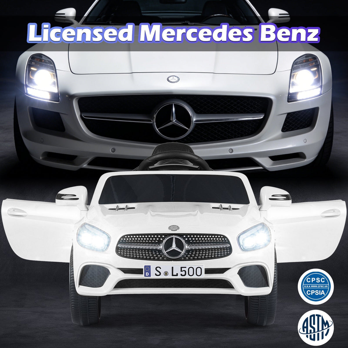 Licensed 12V Mercedes-Benz Kids Ride-On Car with Remote