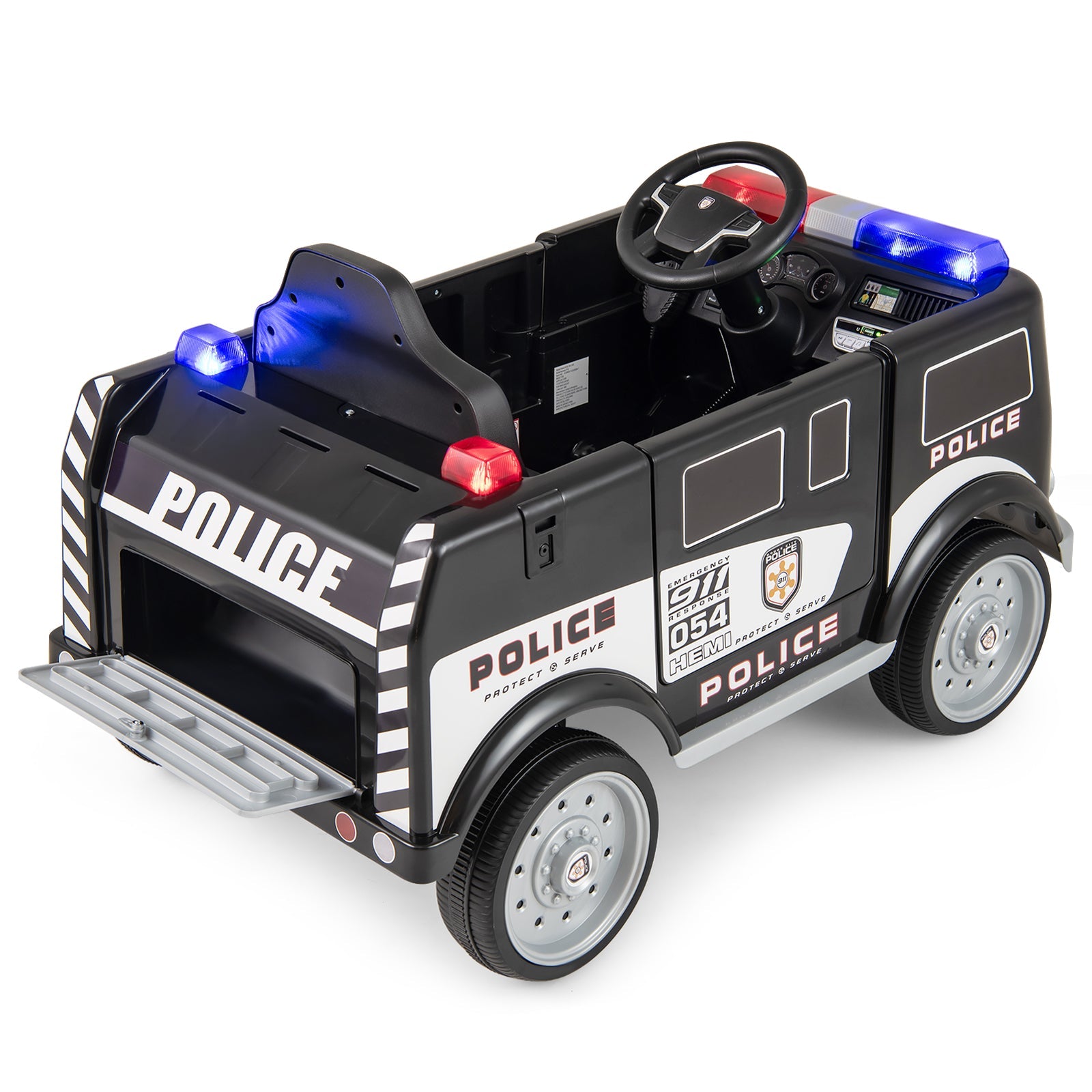 12V Battery Powered Electric Police Car 3 Speeds Megaphone