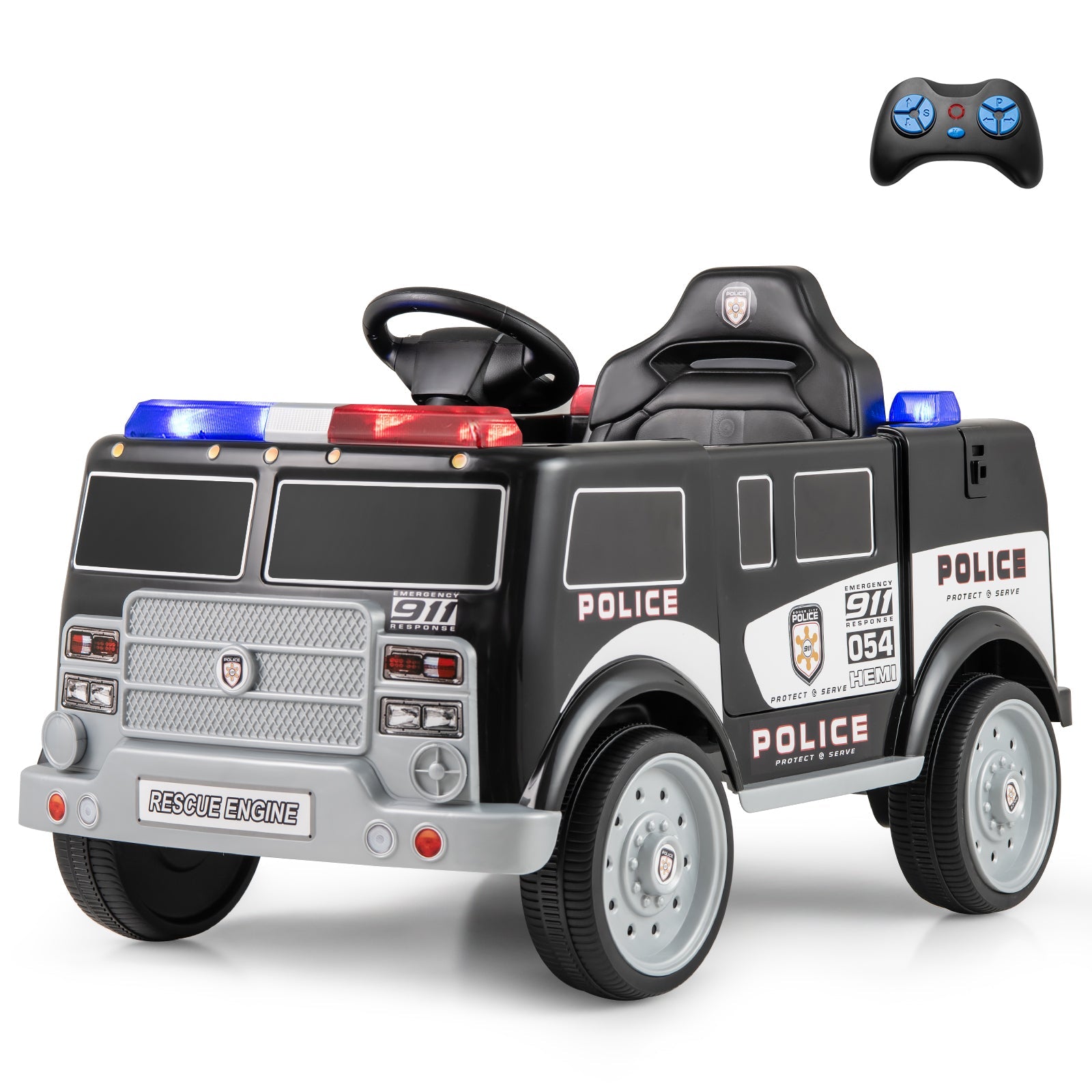 12V Battery Powered Electric Police Car 3 Speeds Megaphone