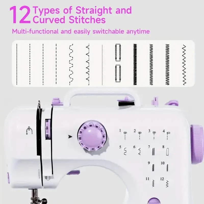 Pro Portable Electric Sewing Machine – 12 Stitches, Adjustable Speed