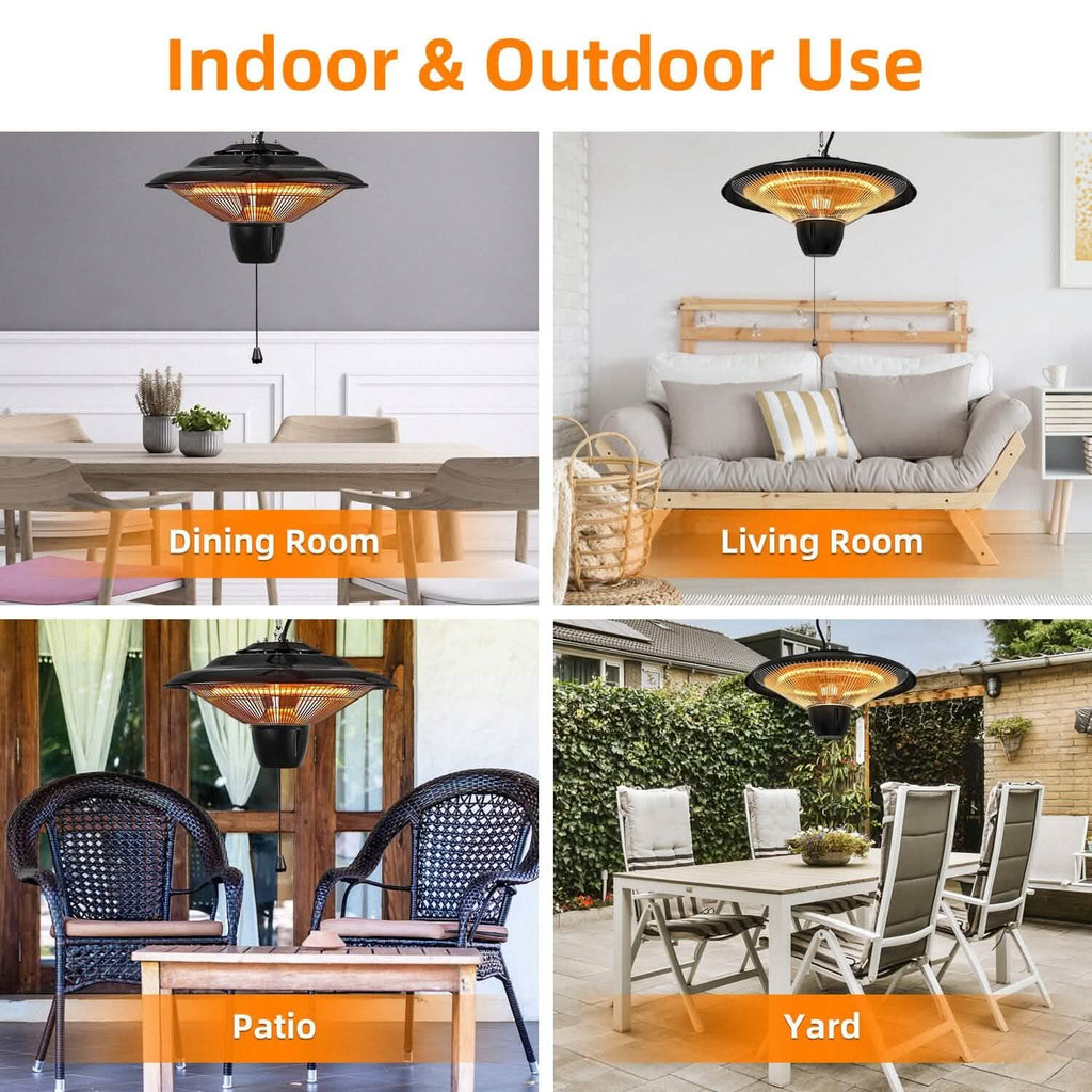 Outdoor Hanging Patio Ultra-Quiet Electric Heating Lamp 1500W