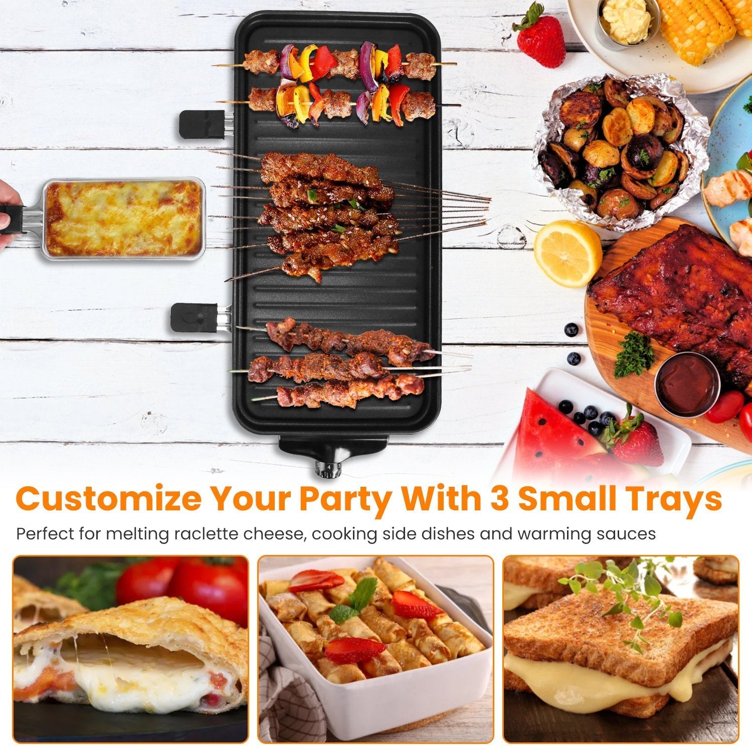 2 in 1 Electric Indoor BBQ Gill with 5 Temperature Controls 2000W