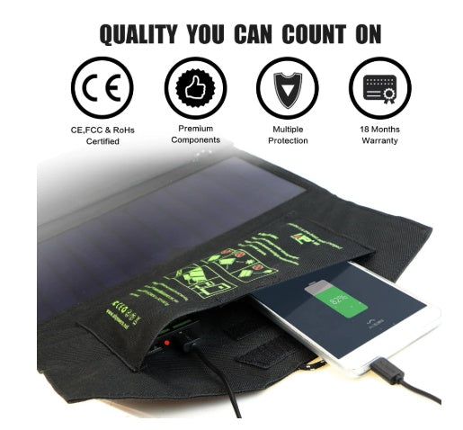 21W Solar Charger Panel for iPhone Samsung Smartphone Hiking Camping