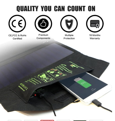21W Solar Charger Panel for iPhone Samsung Smartphone Hiking Camping