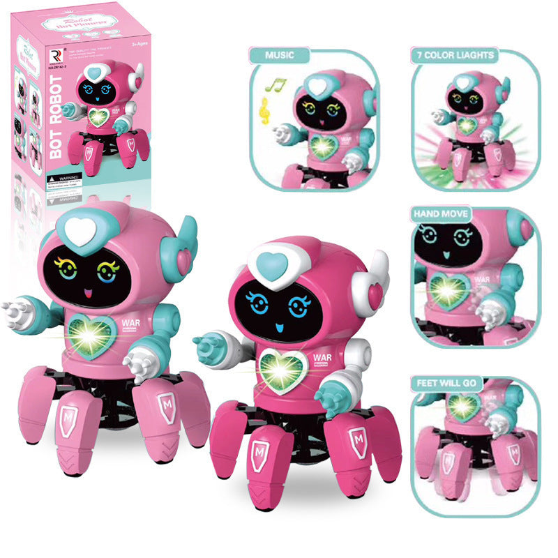 Smart Dancing Robot Electronic Six-claw Robot LED Music Childrens Toy