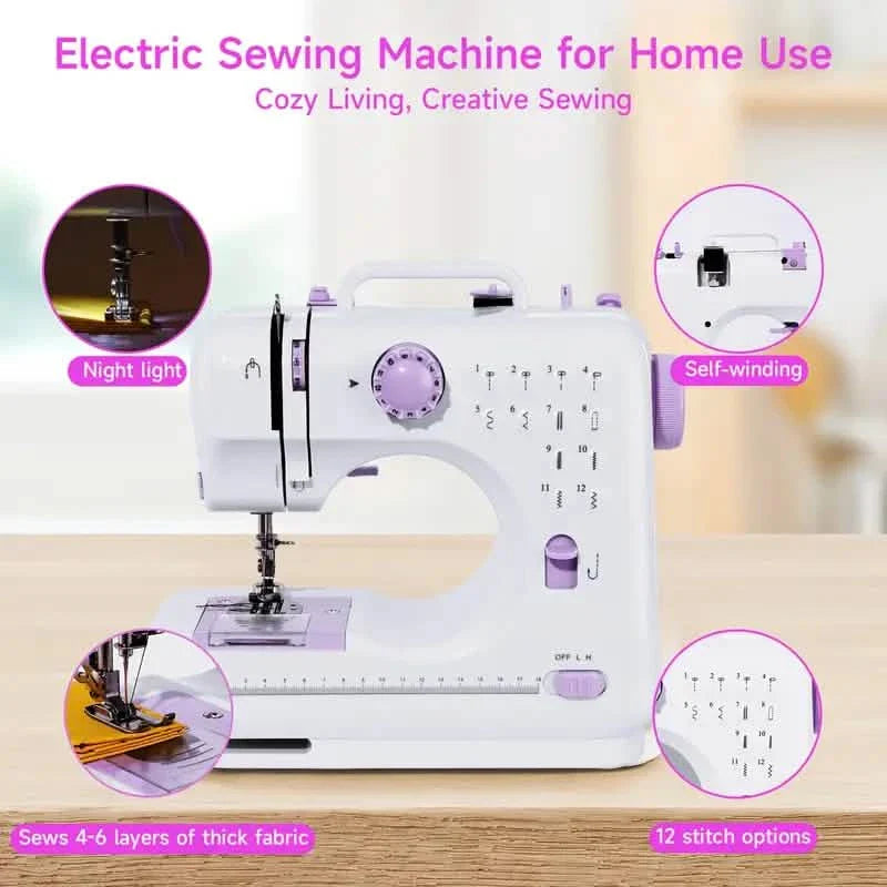 Pro Portable Electric Sewing Machine – 12 Stitches, Adjustable Speed