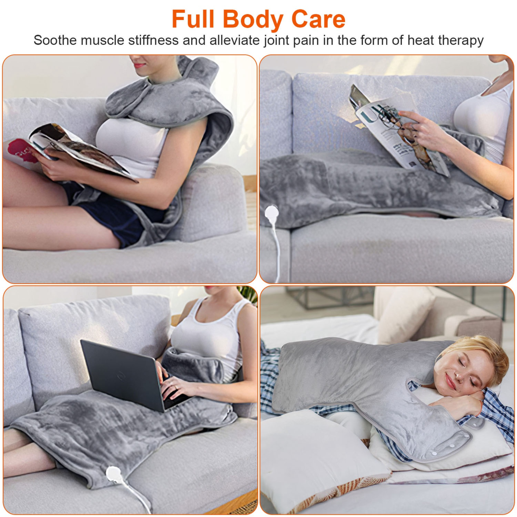 Electric Heat Wrap Fast Heating Pad Neck Shoulder Back Pain 6 Temp Settings