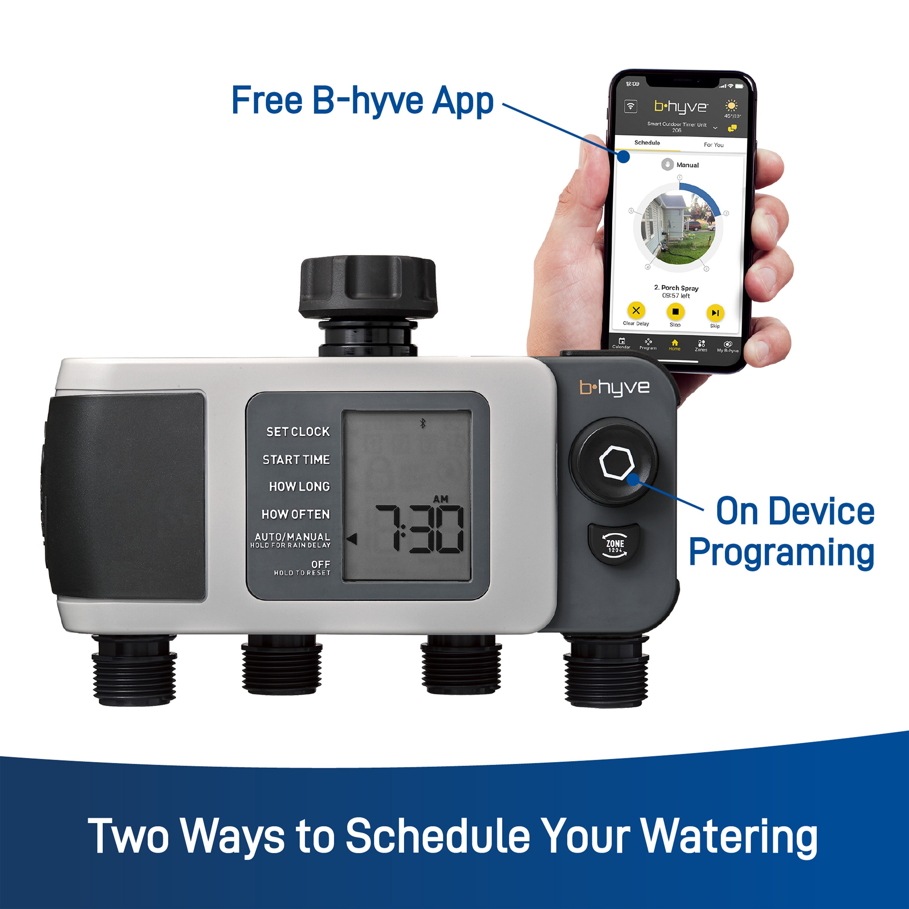 B-hyve XD Bluetooth 4-Outlet Hose Faucet Timer