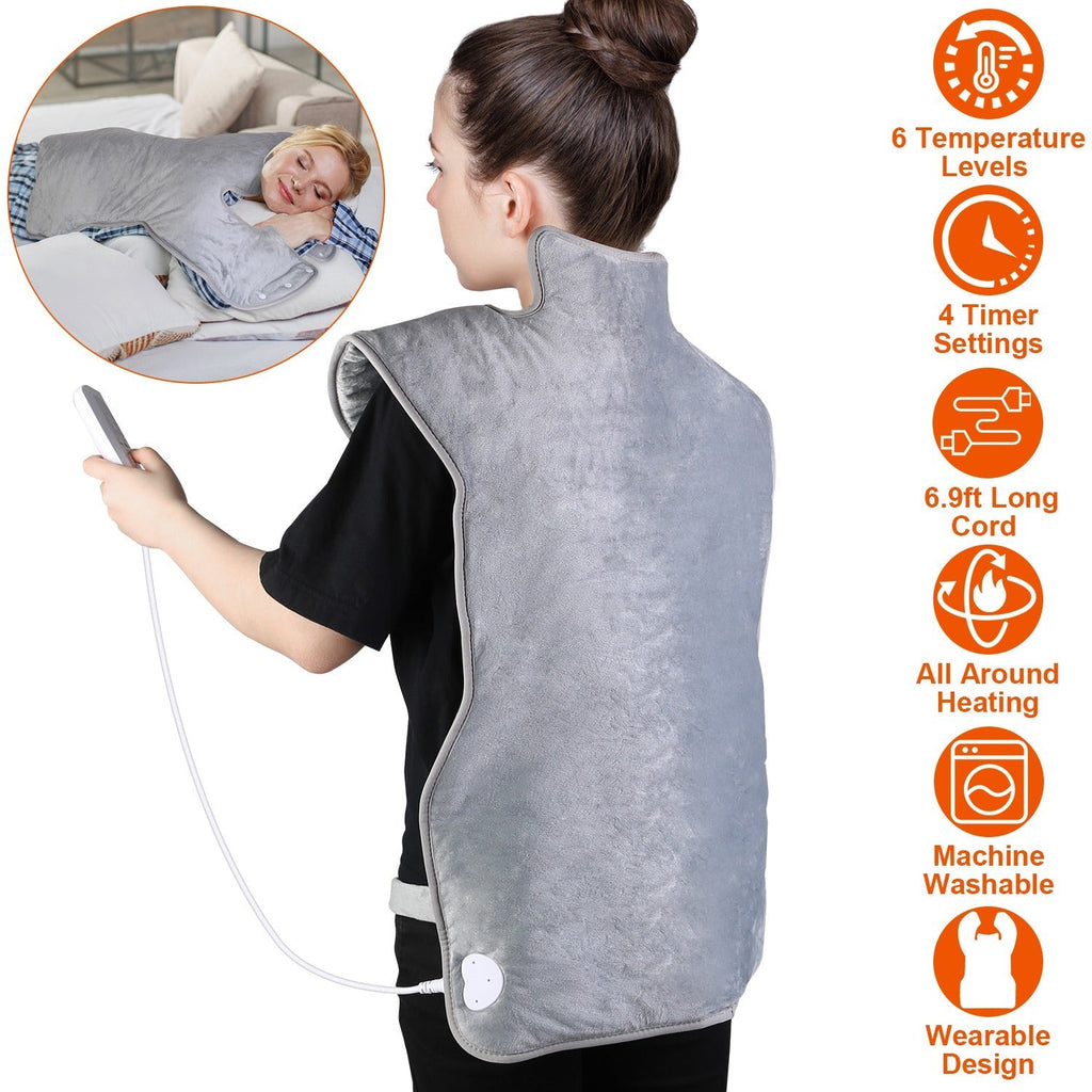 Electric Heat Wrap Fast Heating Pad Neck Shoulder Back Pain 6 Temp Settings