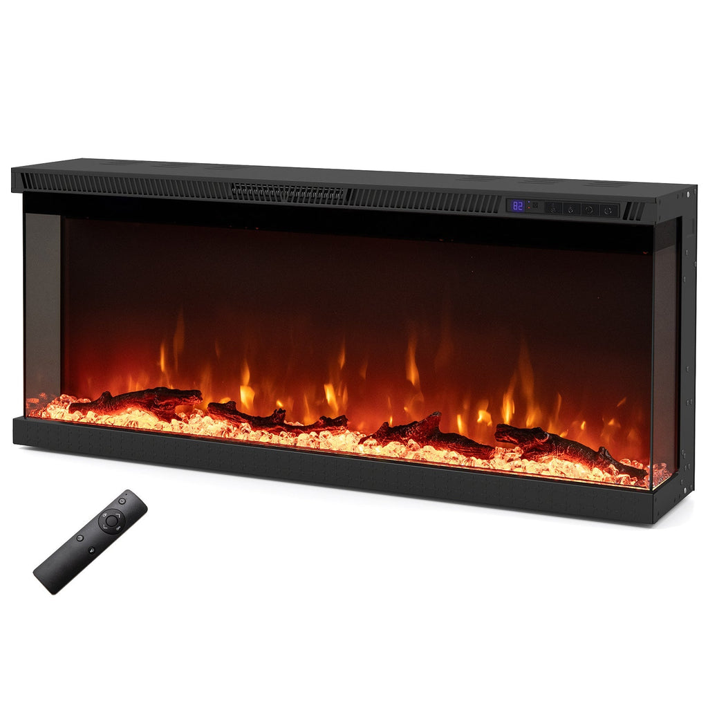 3-Sided Electric Fireplace Insert with Remote, 36–60"