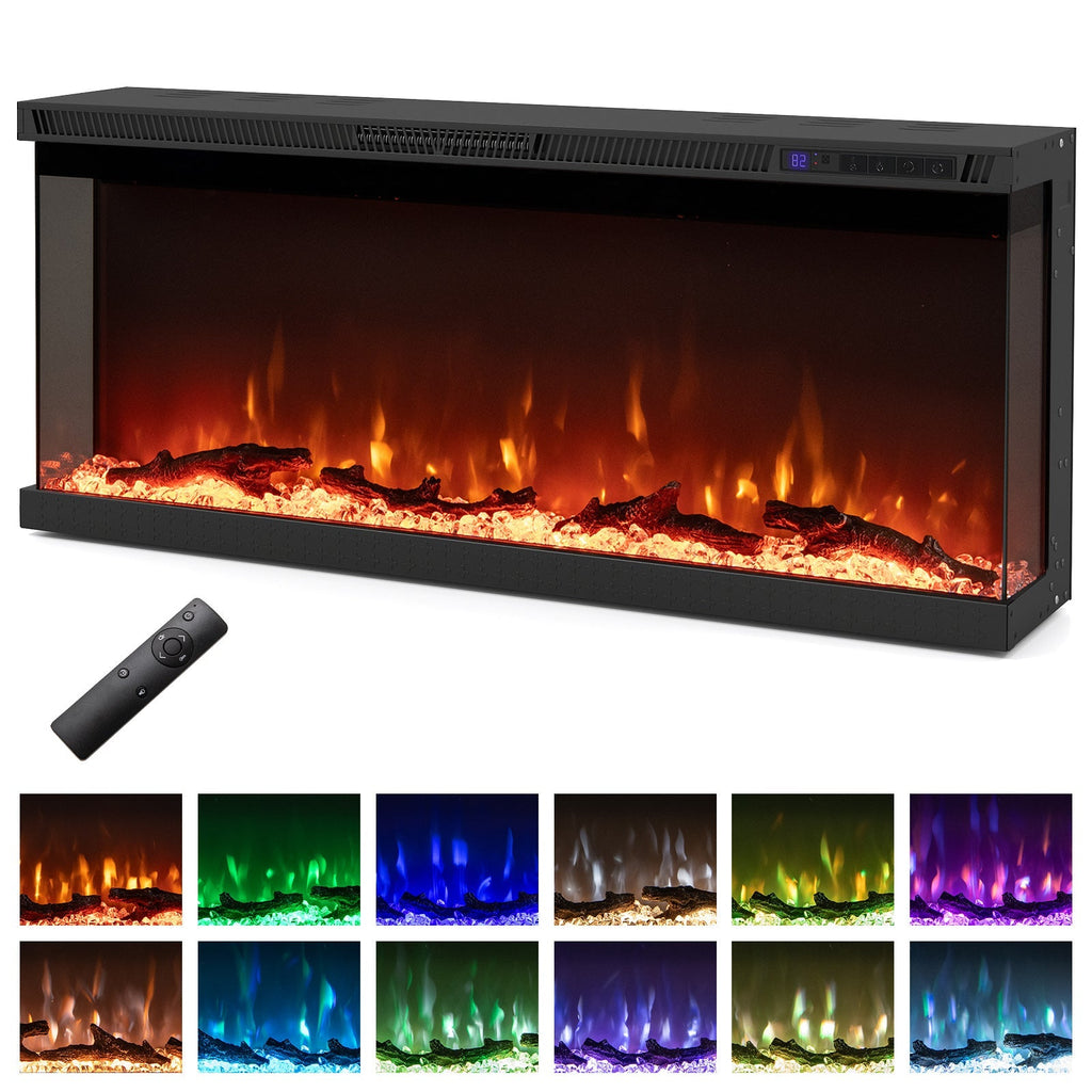 3-Sided Electric Fireplace Insert with Remote, 36–60"