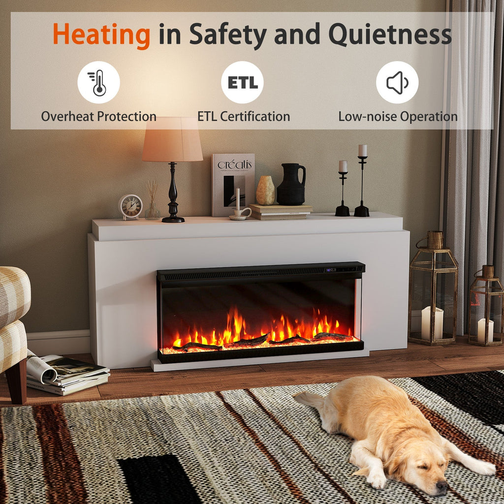 3-Sided Electric Fireplace Insert with Remote, 36–60"
