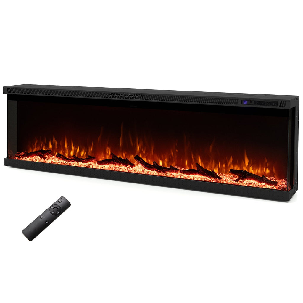 3-Sided Electric Fireplace Insert with Remote, 36–60"
