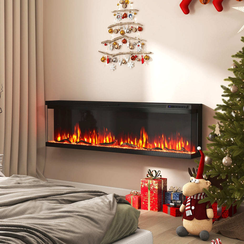 3-Sided Electric Fireplace Insert with Remote, 36–60"