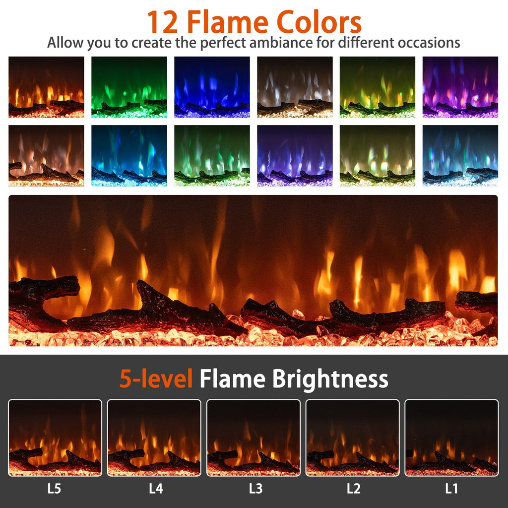 3-Sided Electric Fireplace Insert with Remote, 36–60"