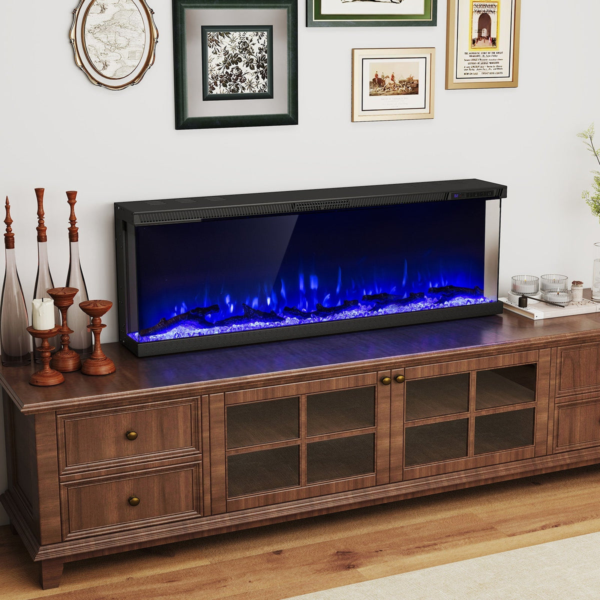 3-Sided Electric Fireplace Insert with Remote, 36–60"