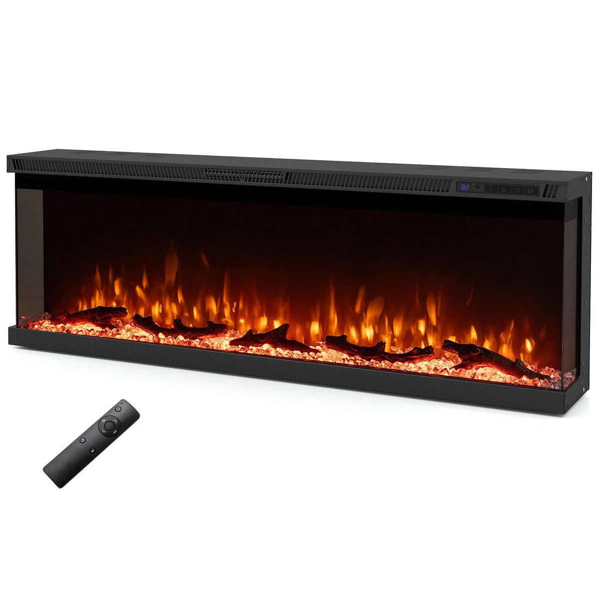 3-Sided Electric Fireplace Insert with Remote, 36–60"