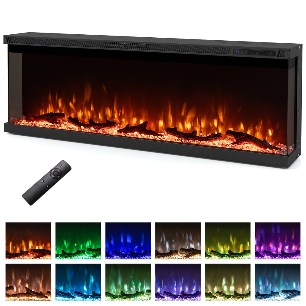 3-Sided Electric Fireplace Insert with Remote, 36–60"
