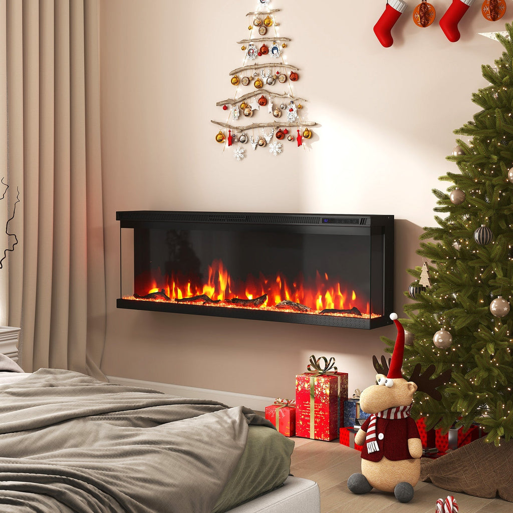 3-Sided Electric Fireplace Insert with Remote, 36–60"