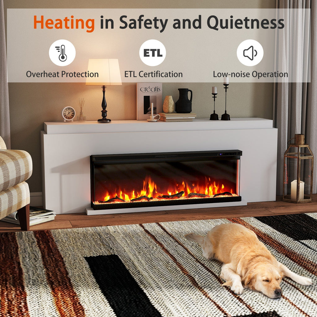 3-Sided Electric Fireplace Insert with Remote, 36–60"