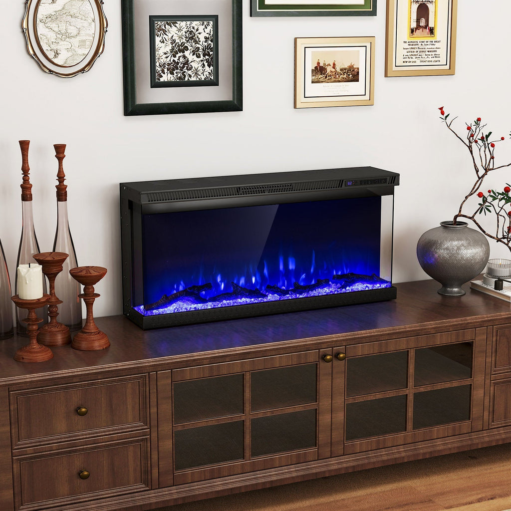 3-Sided Electric Fireplace Insert with Remote, 36–60"