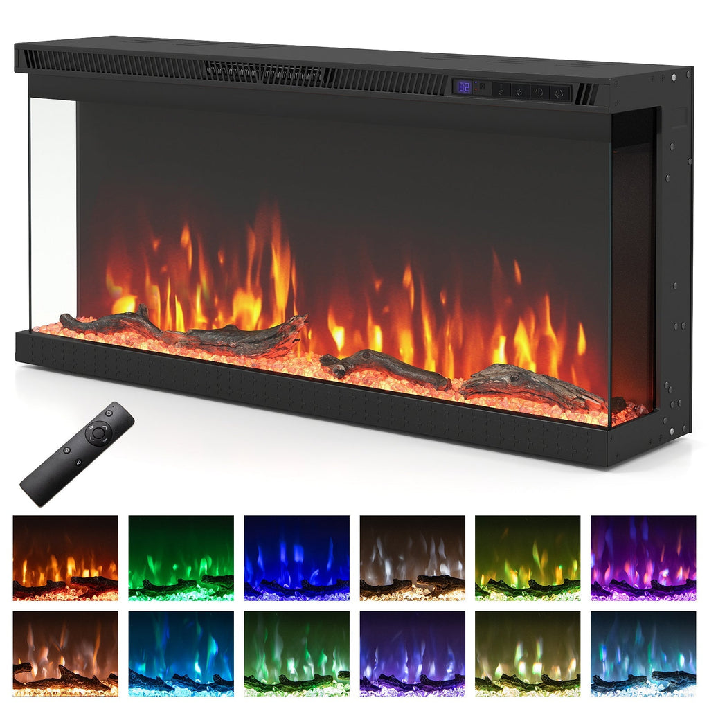 3-Sided Electric Fireplace Insert with Remote, 36–60"