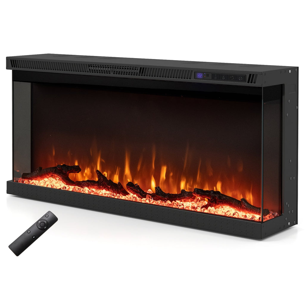 3-Sided Electric Fireplace Insert with Remote, 36–60"