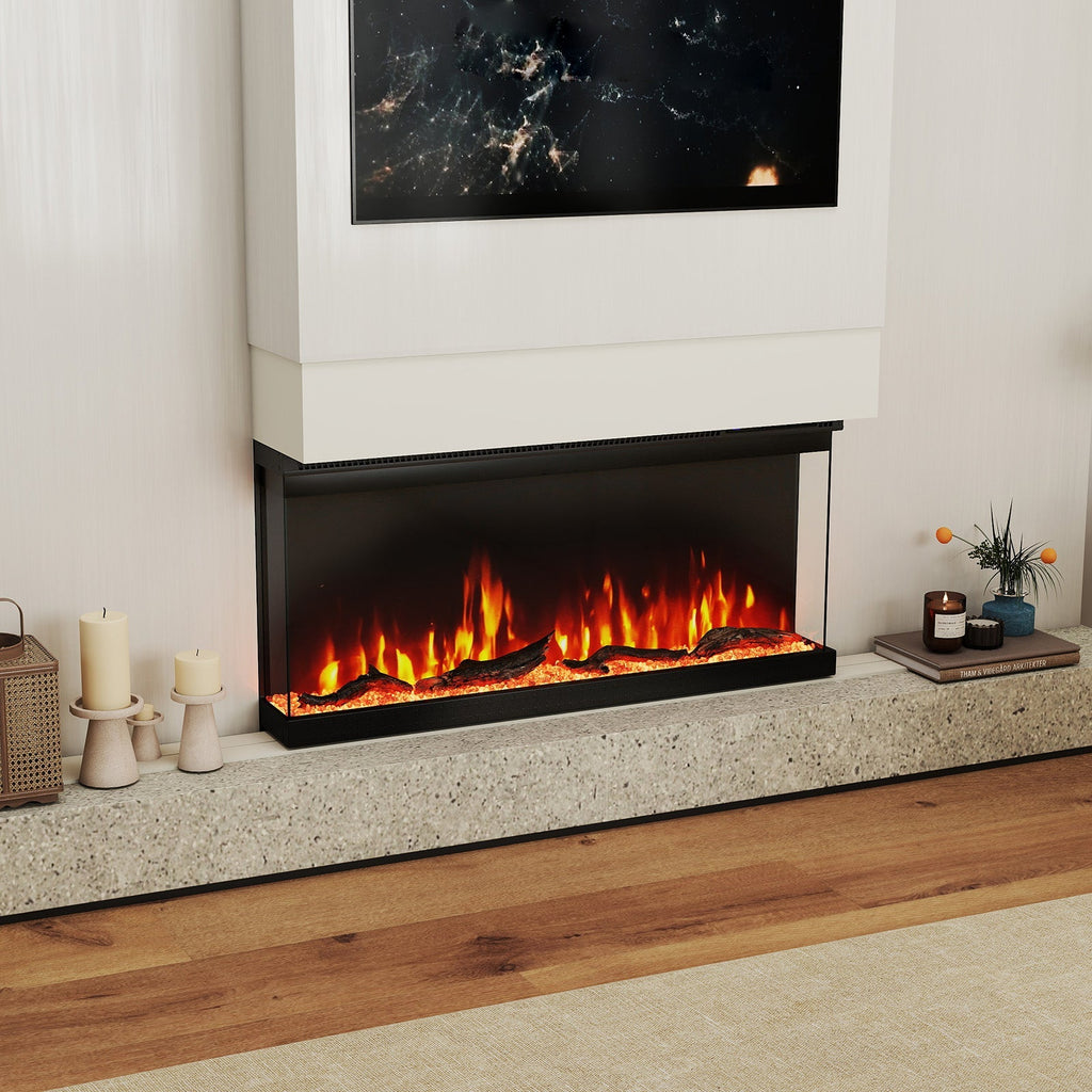 3-Sided Electric Fireplace Insert with Remote, 36–60"
