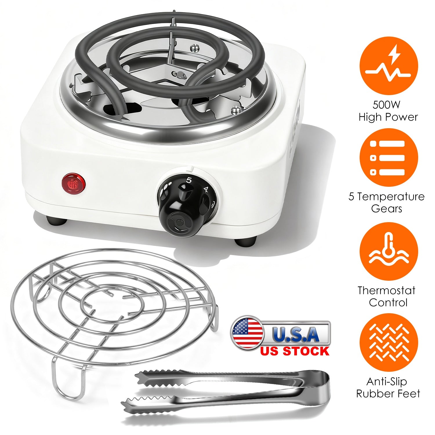 Electric Compact Hookah Shisha Charcoal Burner 500W Temp Control
