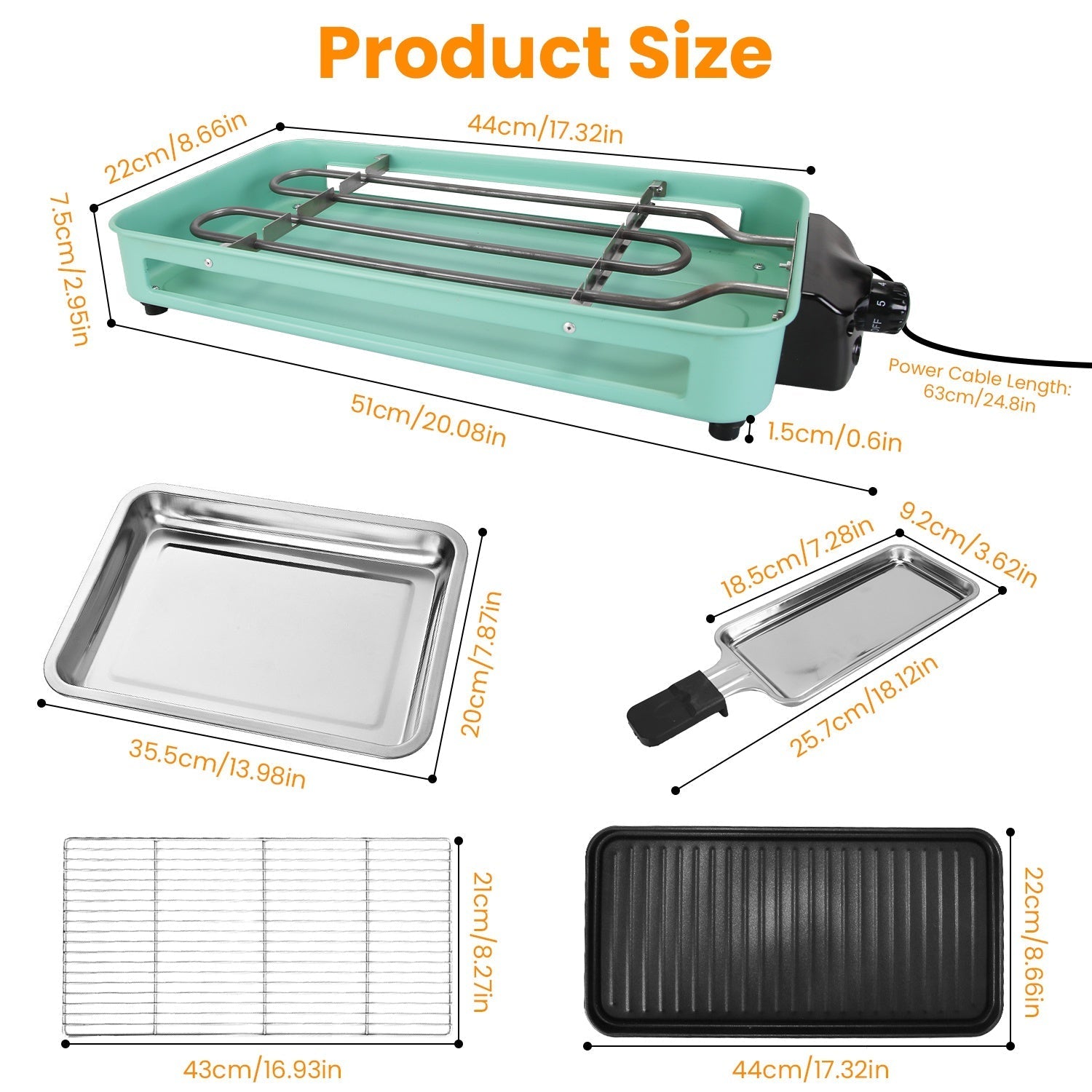 2 in 1 Electric Indoor BBQ Gill with 5 Temperature Controls 2000W
