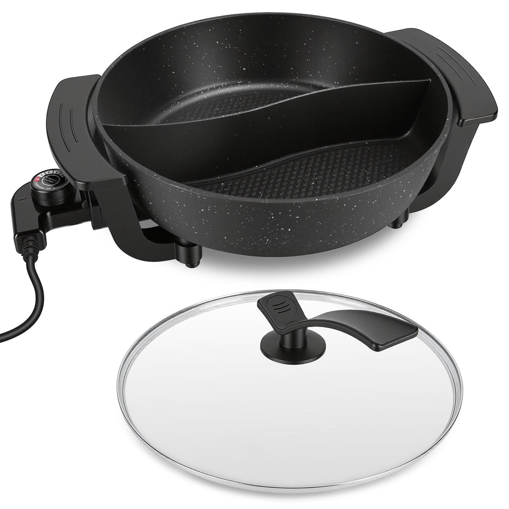 Electric Hot Pot with Divider 1100W 5-Temp Control