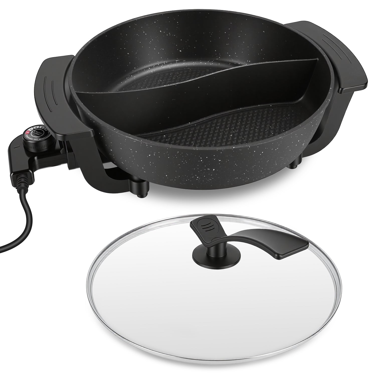 Electric Hot Pot with Divider 1100W 5-Temp Control