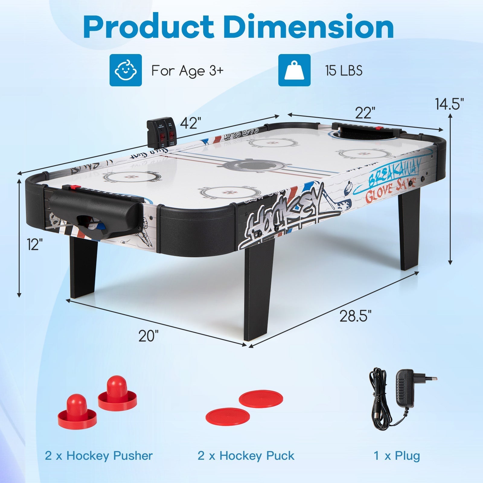 Air Powered Hockey 42 Inch Compact Table Top
