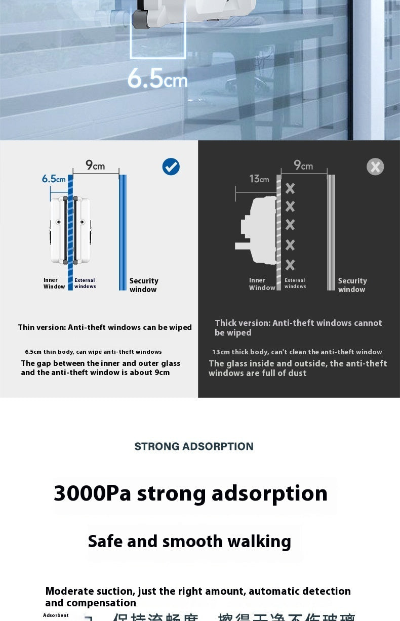 Intelligent Small Window Cleaner Robot Cleans Glass & Mirrors