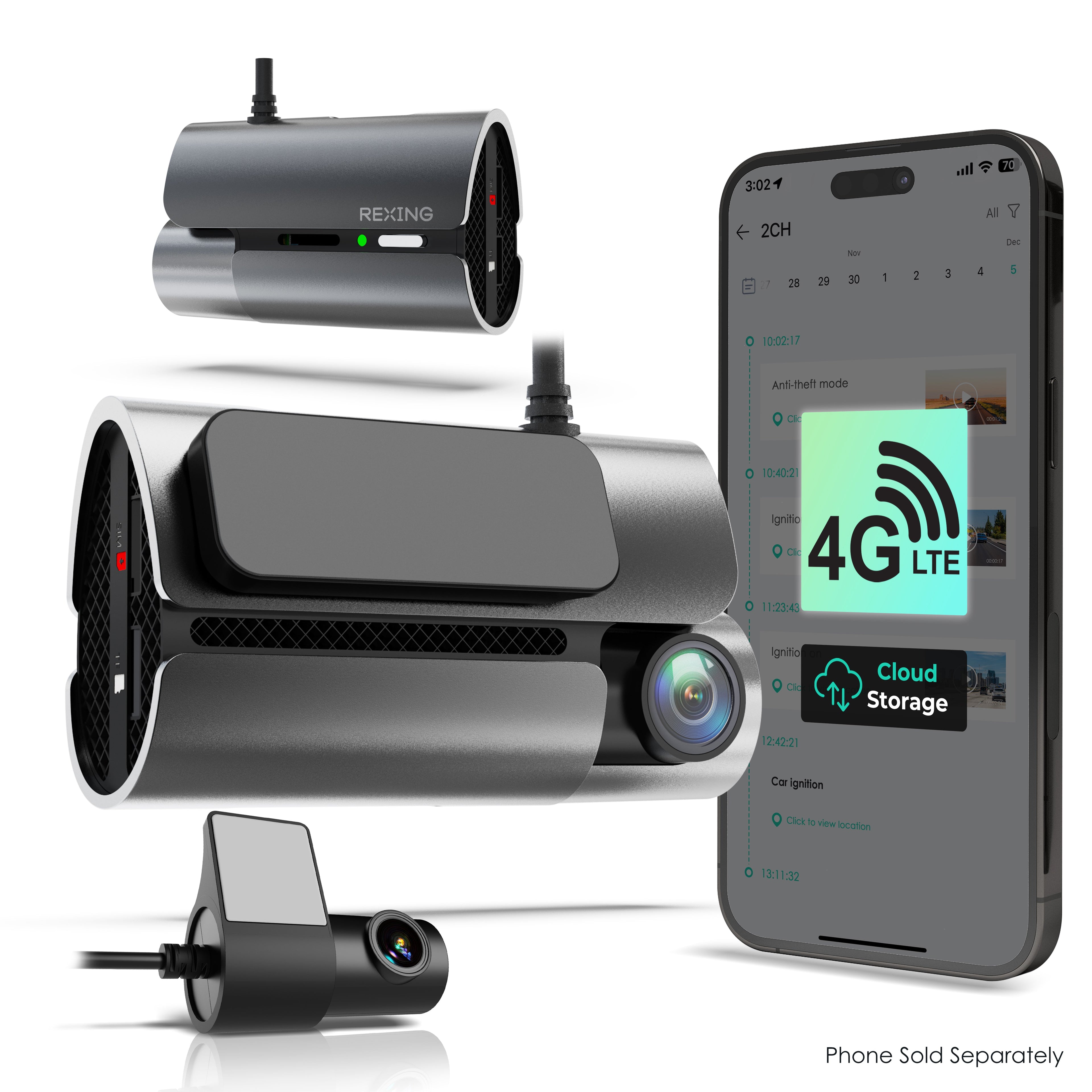 Front & Rear Dash Cam Lane Impact Collision Alerts Tracking Recording