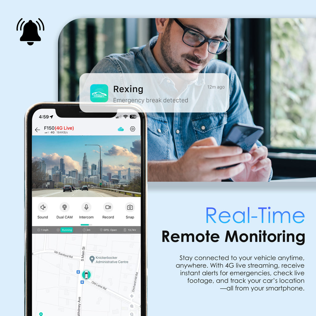 Front & Rear Dash Cam Lane Impact Collision Alerts Tracking Recording