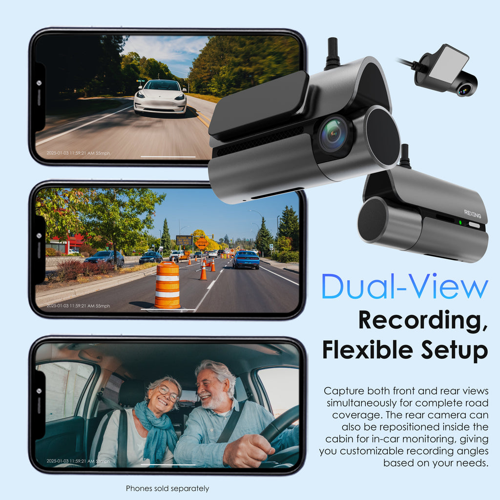 Front & Rear Dash Cam Lane Impact Collision Alerts Tracking Recording