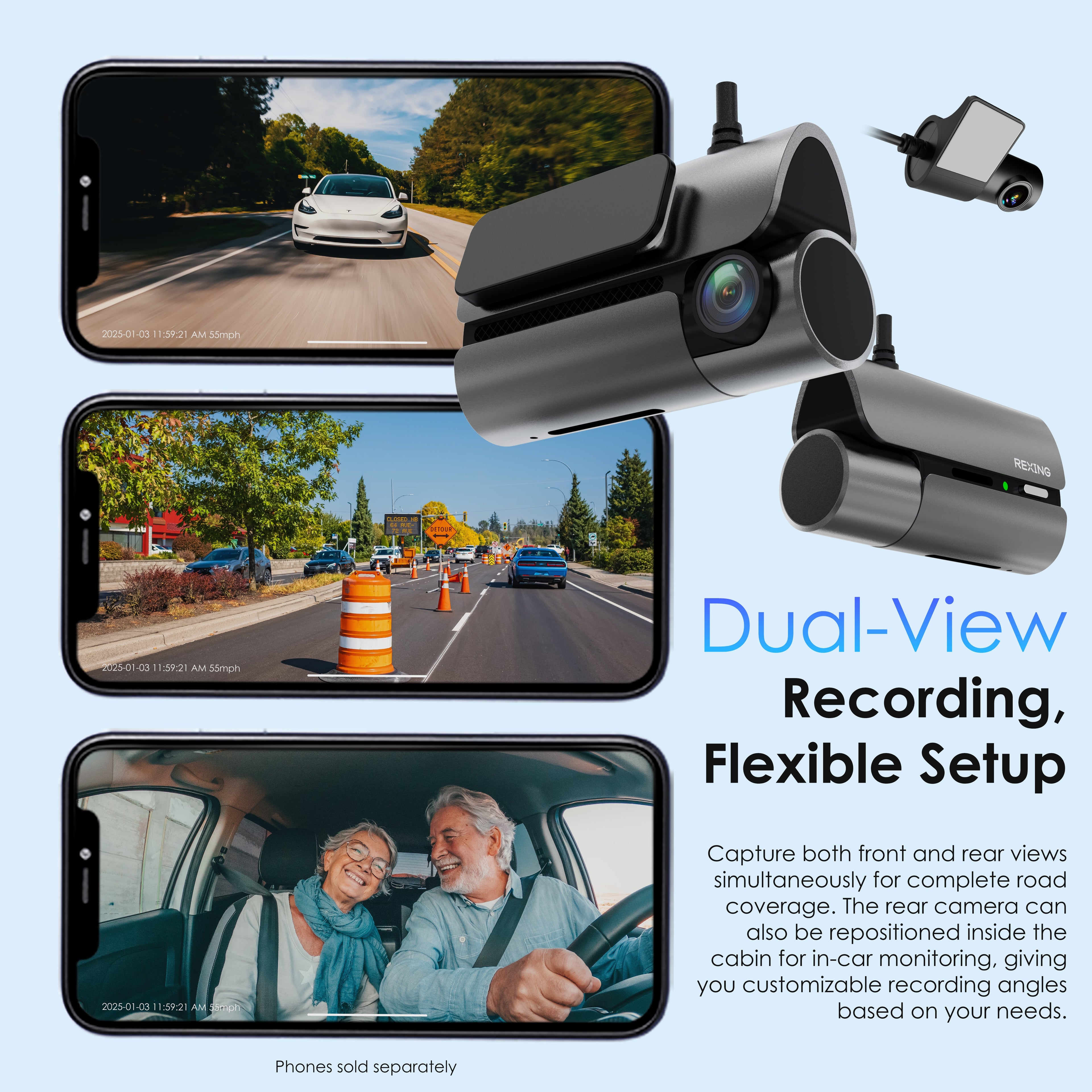 2-Channel Front & Rear Dash Cam Lane Impact & Collision Alerts