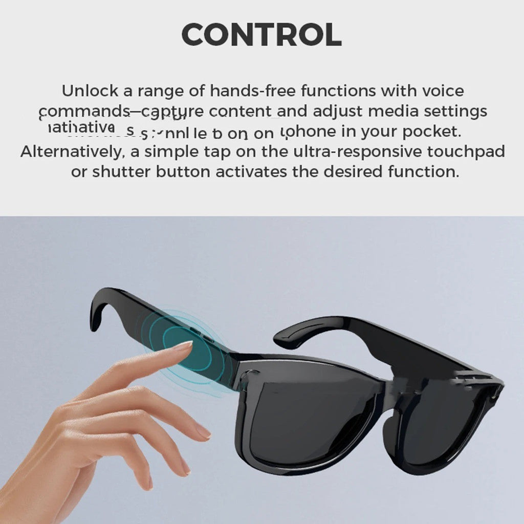 Smart Glasses 26 Languages Wide-Angle Camera Touch Control Wireless Music