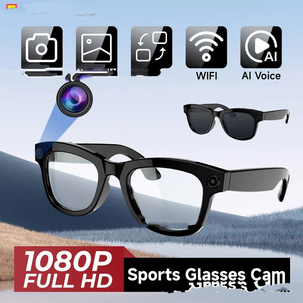 Smart Glasses 26 Languages Wide-Angle Camera Touch Control Wireless Music