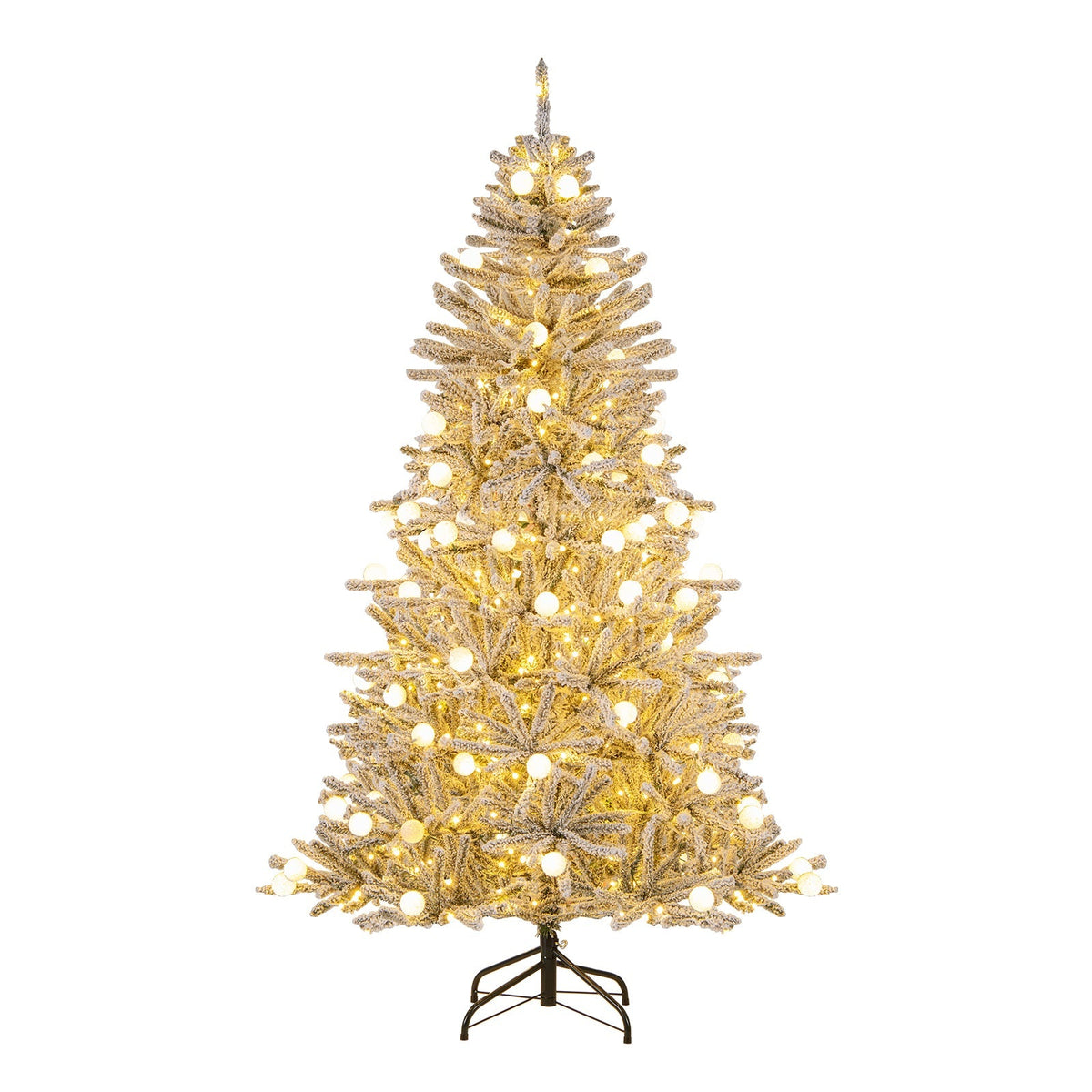 6 Feet Snow-flocked Artificial Christmas Tree Pre-lit 81 Lights & Remote
