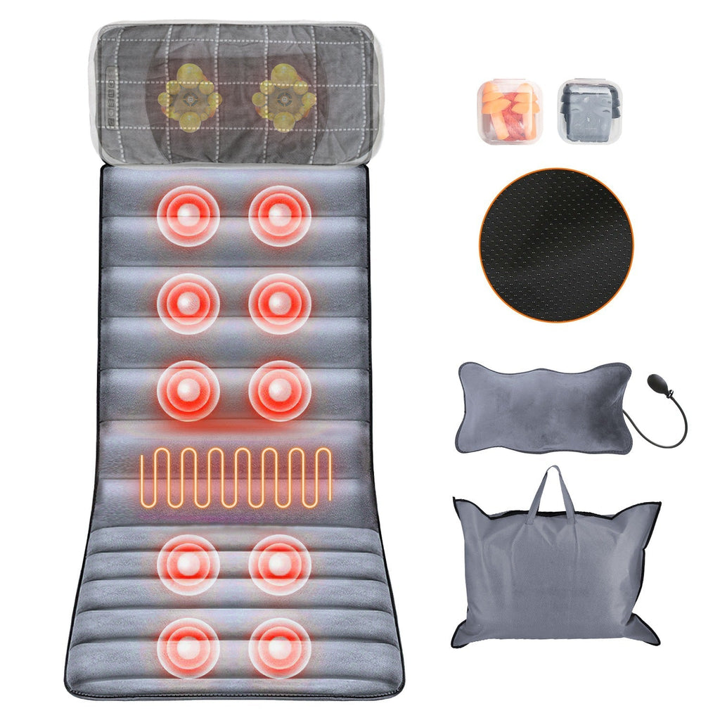 Full Body Electric Massage Mat Heat Chair Pad Neck Pillow 10 Vibrations