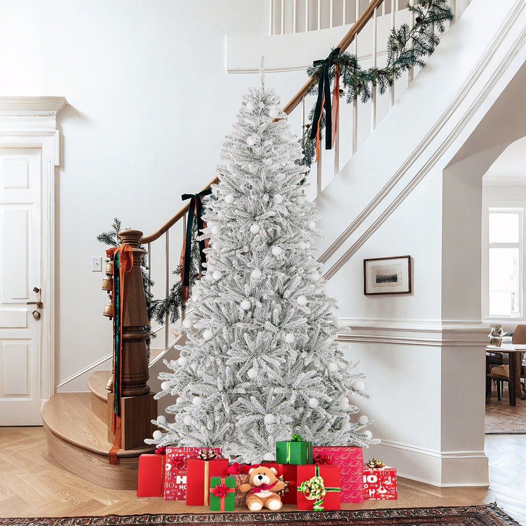 6 Feet Snow-flocked Artificial Christmas Tree Pre-lit 81 Lights & Remote