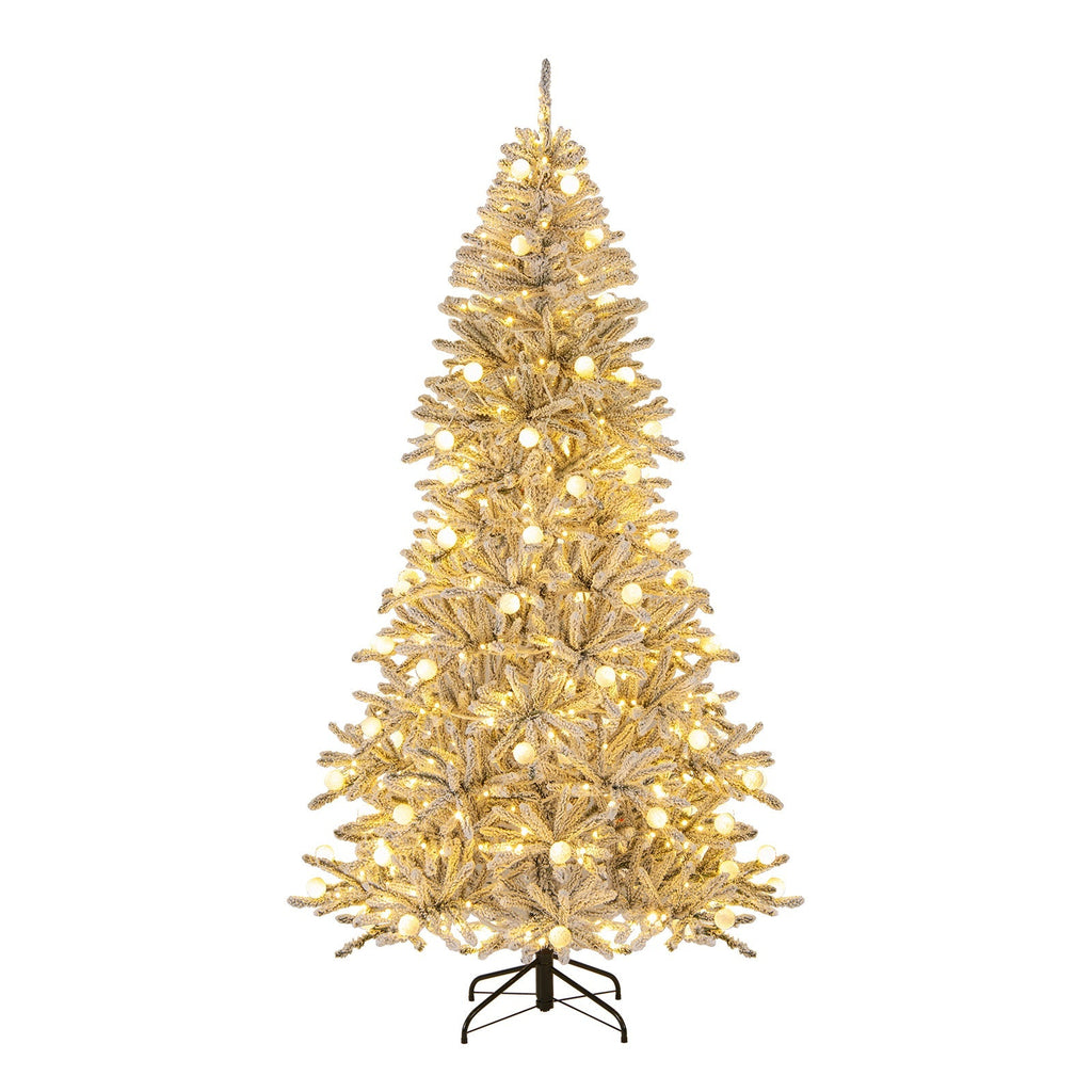 6 Feet Snow-flocked Artificial Christmas Tree Pre-lit 81 Lights & Remote