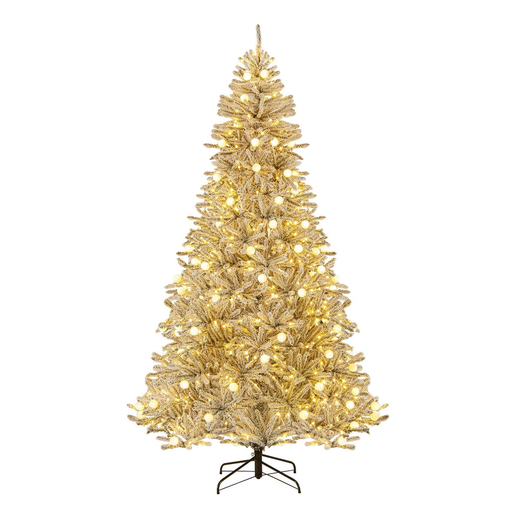 6 Feet Snow-flocked Artificial Christmas Tree Pre-lit 81 Lights & Remote