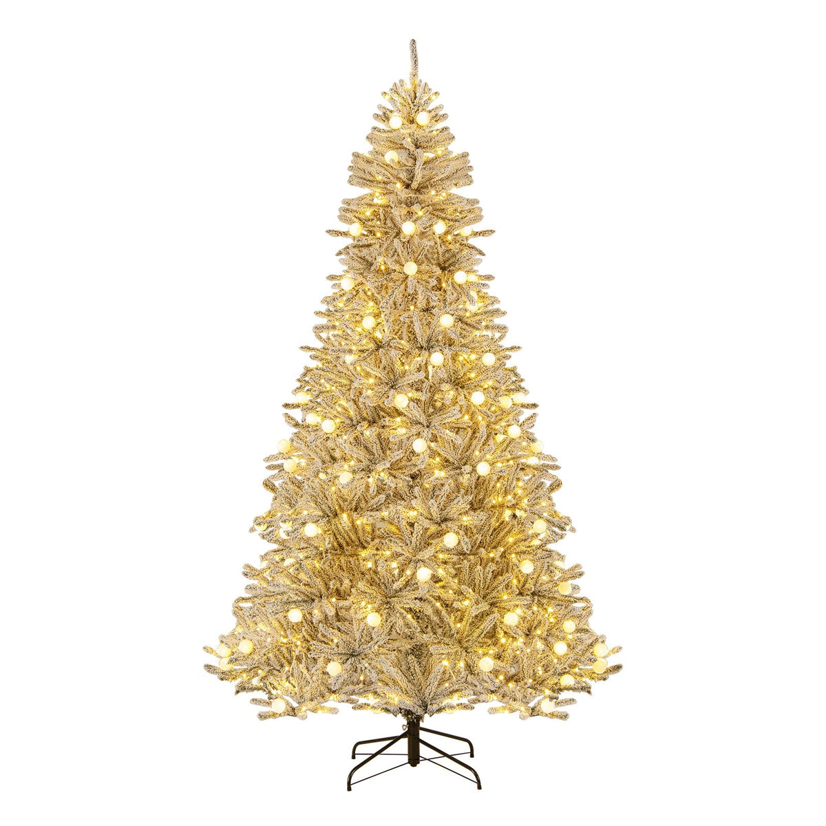 6 Feet Snow-flocked Artificial Christmas Tree Pre-lit 81 Lights & Remote