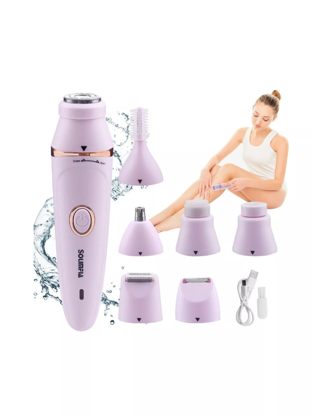7-in-1 Electric Body Hair Remover Trimmer, Exfoliator, Facial Cleanser