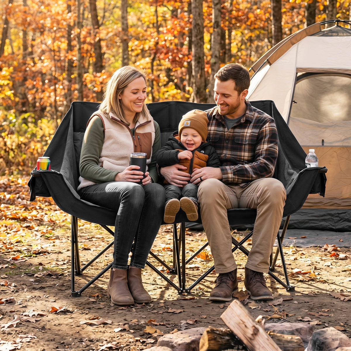 Heated Double Camping Chair with 4 Zones, 660 lb Limit